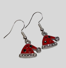 Load image into Gallery viewer, Santa Hat Diamonte Earrings - Festive Christmas Jewelry
