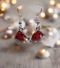 Load image into Gallery viewer, Santa Hat Diamonte Earrings - Festive Christmas Jewelry
