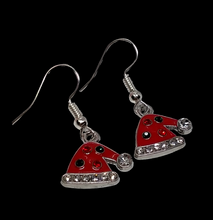 Load image into Gallery viewer, Santa Hat Diamonte Earrings - Festive Christmas Jewelry
