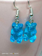 Load image into Gallery viewer, Turquoise Mini Bears Novelty Earrings
