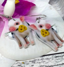 Load image into Gallery viewer, Flower Piggy Earrings - Novelty Acrylic - Cute and Whimsical
