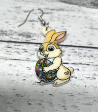 Load image into Gallery viewer, Easter Bunny Earrings, Beige &amp; Light Tan.
