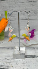 Load image into Gallery viewer, a pair of earrings with a rabbit on it
