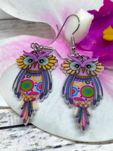 Load image into Gallery viewer, CLEARANCE: Colorful Owl Earrings - Handmade Fun and Eye-Catching
