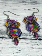 Load image into Gallery viewer, CLEARANCE: Colorful Owl Earrings - Handmade Fun and Eye-Catching
