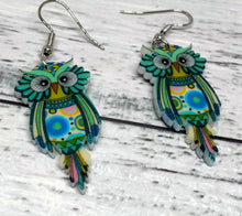 Load image into Gallery viewer, CLEARANCE: Colorful Owl Earrings - Handmade Fun and Eye-Catching
