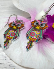 Load image into Gallery viewer, CLEARANCE: Colorful Owl Earrings - Handmade Fun and Eye-Catching
