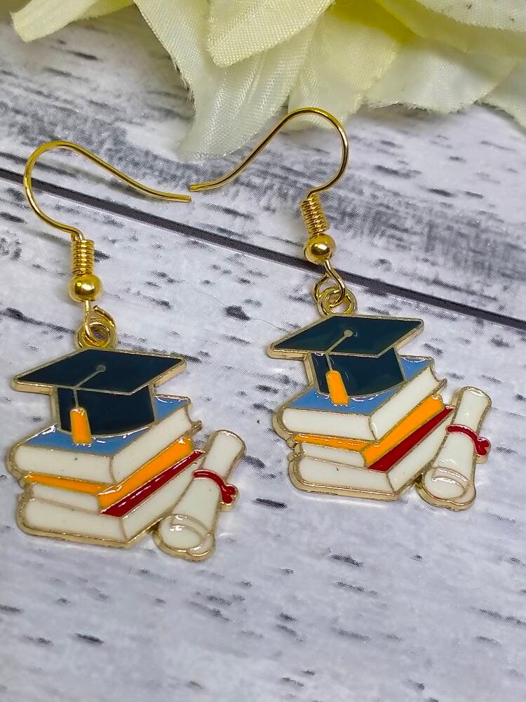 Enamel Novelty Graduation Earrings. (type a)