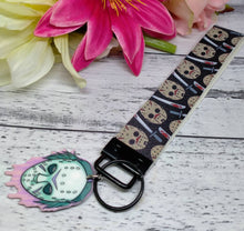 Load image into Gallery viewer, Faux leather keychain/wristlet. Halloween Themed
