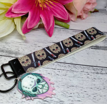 Load image into Gallery viewer, Faux leather keychain/wristlet. Halloween Themed
