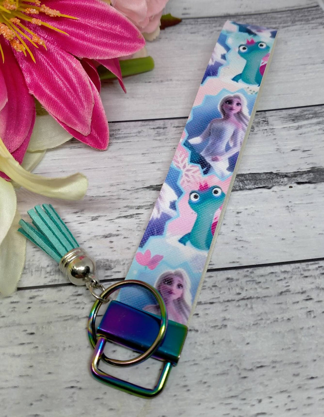 Faux leather keychain. Elsa inspired.