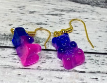 Load image into Gallery viewer, Purple &amp; Pink Mini Bear - Fun and Whimsical Novelty Earrings
