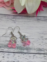 Load image into Gallery viewer, Pink and Clear Mini Bear Earrings - Fun and Unique Fashion Accessory
