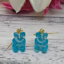 Load image into Gallery viewer, Blue, Clear Mini  Bear Earrings - Cute  Playful Accessories for a Sweet Style
