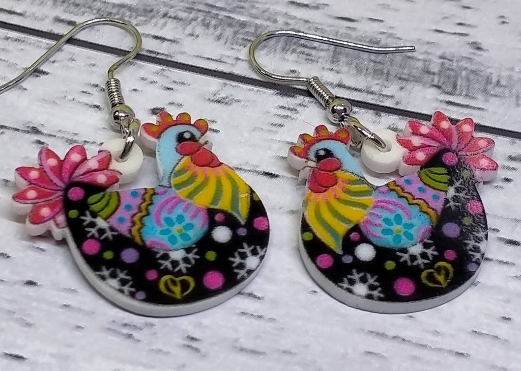 Chicken Charm Earrings - Fun Farm Animal Jewelry Gift