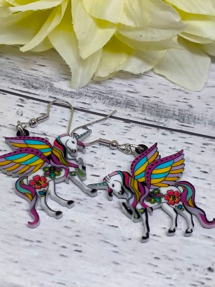 CLEARANCE: Winged Unicorn Novelty Earrings - Magical Fantasy Jewelry