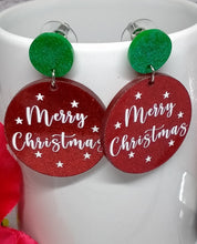 Load image into Gallery viewer, Monogrammed Christmas Earrings - Festive Holiday Jewelry
