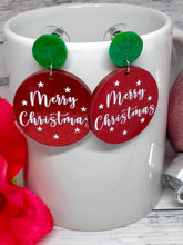 Load image into Gallery viewer, Monogrammed Christmas Earrings - Festive Holiday Jewelry
