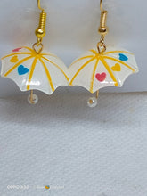 Load image into Gallery viewer, Love Heart Umbrella Earrings - Cute Rainy Day Jewellery
