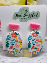 Load image into Gallery viewer, Summer Garden Statement Earrings - Floral Dangle Earrings - Colorful Garden Jewellery
