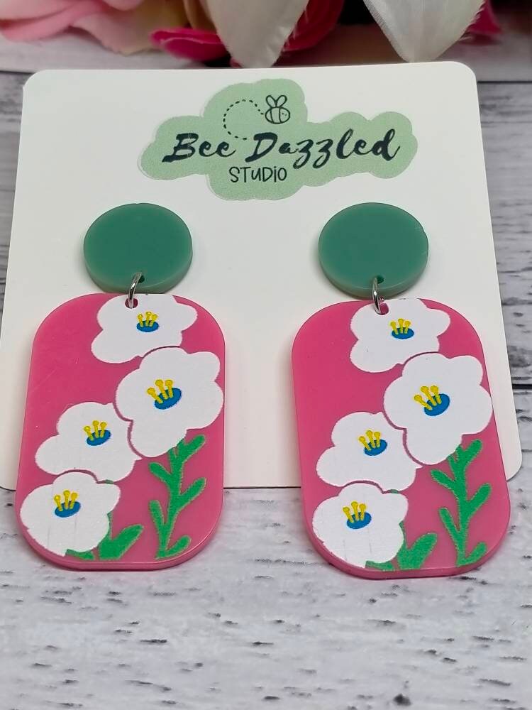 Blush Daisies Earrings - Statement Floral Jewellery