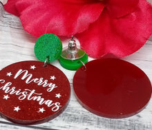 Load image into Gallery viewer, Monogrammed Christmas Earrings - Festive Holiday Jewelry
