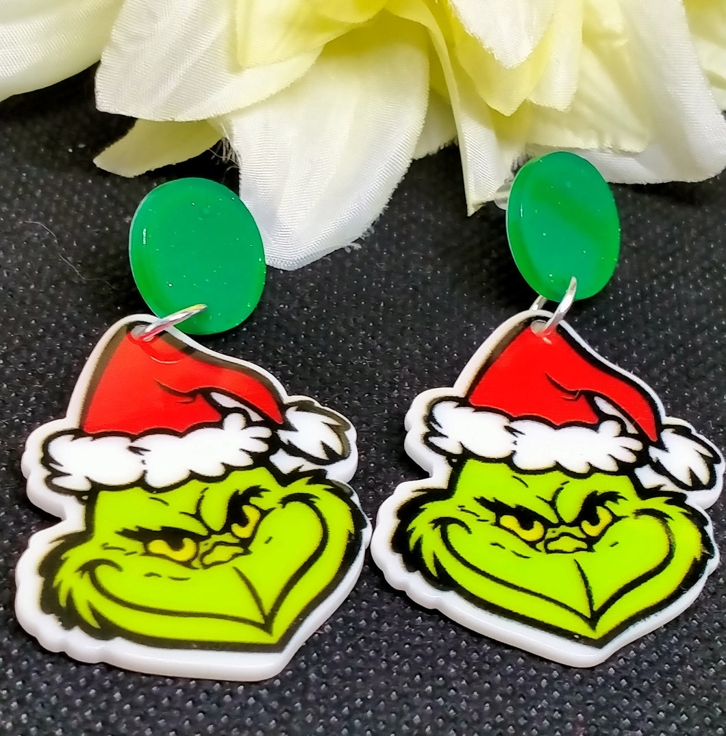 Christmas Grinch Earrings - Fun Holiday Jewellery