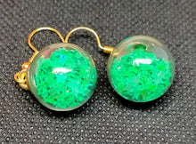 Load image into Gallery viewer, Forest Green Glitter Star Bauble Earrings - Novelty Jewellery
