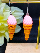 Load image into Gallery viewer, Novelty Ice Cream Cone Earrings - Fun Summer Dessert
