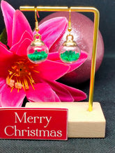 Load image into Gallery viewer, Forest Green Glitter Star Bauble Earrings - Novelty Jewellery
