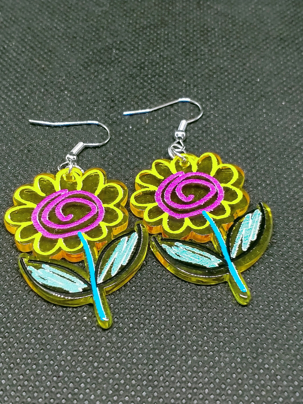 Sunflower Dangle Earrings - Handmade Floral Jewelry