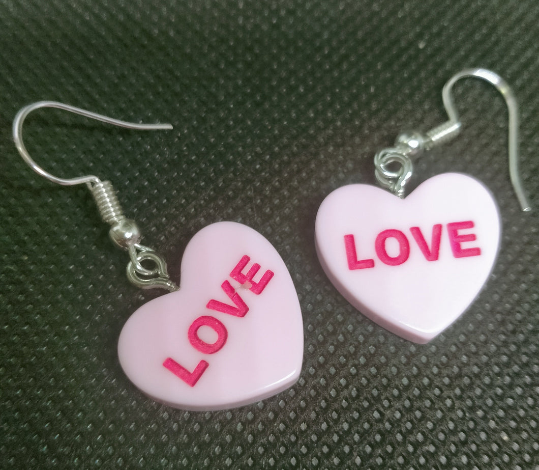 Pink Heart Love Earrings - Novelty Statement Jewelry