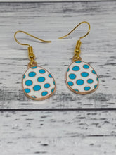 Load image into Gallery viewer, Blue Spotted Easter Egg Earrings -- Handmade Jewellery
