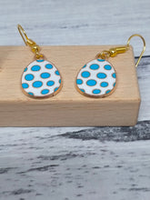 Load image into Gallery viewer, Blue Spotted Easter Egg Earrings -- Handmade Jewellery
