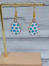 Load image into Gallery viewer, Blue Spotted Easter Egg Earrings -- Handmade Jewellery
