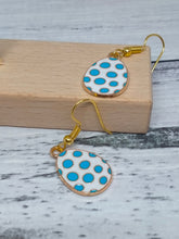 Load image into Gallery viewer, Blue Spotted Easter Egg Earrings -- Handmade Jewellery
