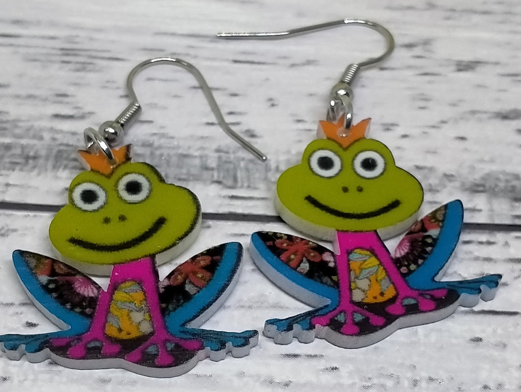 Colorful Acrylic Frog Earrings - Novelty Jewelry