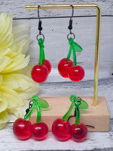 Load image into Gallery viewer, Novelty resin cherry earrings. (B)
