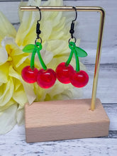 Load image into Gallery viewer, Novelty resin cherry earrings. (B)
