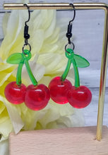 Load image into Gallery viewer, Novelty resin cherry earrings. (B)
