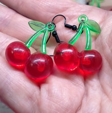 Load image into Gallery viewer, Novelty resin cherry earrings. (B)
