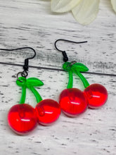 Load image into Gallery viewer, Novelty resin cherry earrings. (B)
