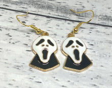 Load image into Gallery viewer, Enamel Ghost Face Dangle Earrings - Novelty Halloween Jewelry
