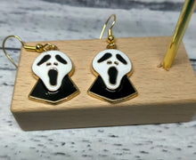 Load image into Gallery viewer, Enamel Ghost Face Dangle Earrings - Novelty Halloween Jewelry
