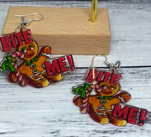 Load image into Gallery viewer, Gingerbread Men Earrings - Whimsical Acrylic Jewelry
