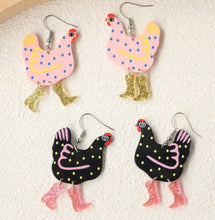 Load image into Gallery viewer, Cute Chicken polka dot Dangle legs novelty earrings
