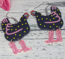 Load image into Gallery viewer, Cute Chicken polka dot Dangle legs novelty earrings
