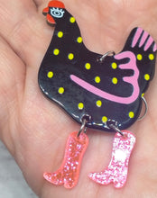 Load image into Gallery viewer, Cute Chicken polka dot Dangle legs novelty earrings
