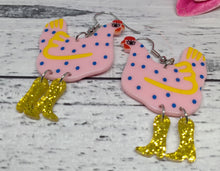 Load image into Gallery viewer, Cute Chicken polka dot Dangle legs novelty earrings
