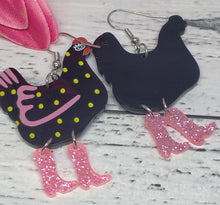 Load image into Gallery viewer, Cute Chicken polka dot Dangle legs novelty earrings
